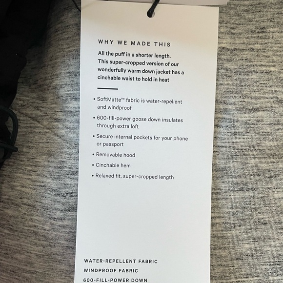 22”PTP 🎁 Sz 12 NWT Wunder Puff coat removable hood down crop super crop - Picture 8 of 14